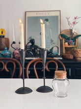 Load image into Gallery viewer, Vintage Tall Black Iron Candle Holders - Pair of Two
