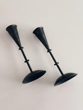 Load image into Gallery viewer, Vintage Tall Black Iron Candle Holders - Pair of Two
