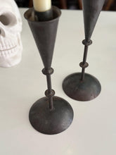 Load image into Gallery viewer, Vintage Tall Black Iron Candle Holders - Pair of Two
