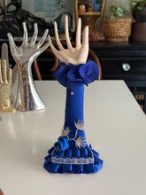 Load image into Gallery viewer, Vintage White and Blue Porcelain Hand Mannequin Jewelry Holder
