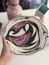 Load image into Gallery viewer, White Black Purple Native American / Navajo Style Hand Painted Ceramic Platter
