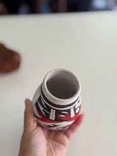 Load image into Gallery viewer, Small White/Black/Red Tribal Mexican Ceramic Vase
