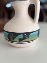 Load image into Gallery viewer, Native American Hand Painted White Multicolored Jug Pitcher - Navajo Tribe Ceramics
