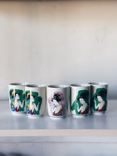 Load image into Gallery viewer, Japanese Geisha Lady Porcelain Tea Wine Cups Set of 5

