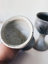 Load image into Gallery viewer, Vintage Speckled Ceramic Wine Goblet Pair of Two
