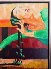 Load image into Gallery viewer, Large Asian Woman in Green Acrylic Painting on Canvas - 25x21

