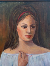 Load image into Gallery viewer, Vintage Acrylic Portrait of a Lady Painting on Canvas by SEB Alessi
