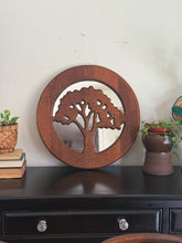 Load image into Gallery viewer, 22" Vintage Round Wood Tree of Life Wall Mirror
