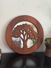 Load image into Gallery viewer, 22" Vintage Round Wood Tree of Life Wall Mirror
