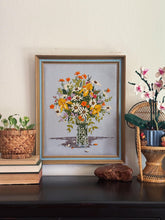Load image into Gallery viewer, Large 1985 Mixed Floral Bouquet Crewel Framed Wall Art - 23x19
