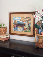 Load image into Gallery viewer, Honeymoon Covered Red Bridge Forest Landscape Paint By Numbers Framed Wall Art 22x18
