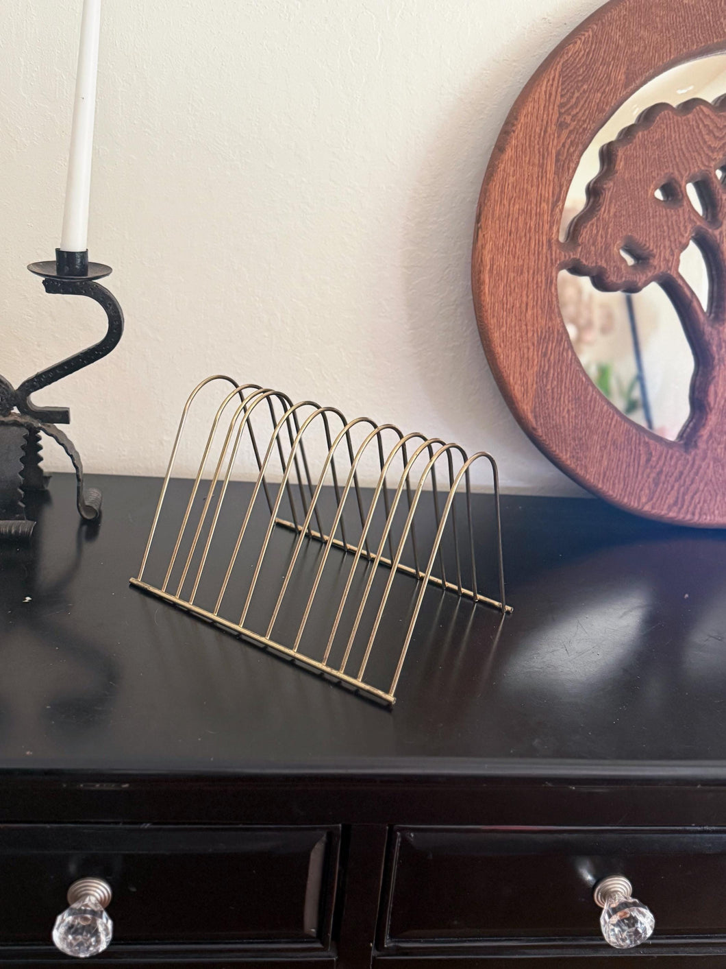 Vintage Gold Wire Metal Holder / Organizer / Display Rack – White ...