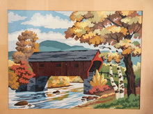 Load image into Gallery viewer, Honeymoon Covered Red Bridge Forest Landscape Paint By Numbers Framed Wall Art 22x18
