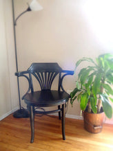 Load image into Gallery viewer, Vintage Art Deco Style Dark Wood Arm Chair
