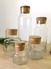 Load image into Gallery viewer, Cylinder Clear Glass Apothecary Jars with Cork Lids - Multiple Selections

