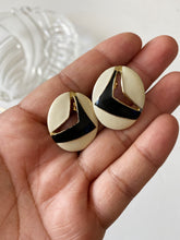 Load image into Gallery viewer, Classic black white and gold stud enamel earrings - Various styles
