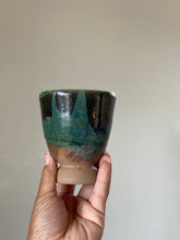 Load image into Gallery viewer, Small Blue Green Multicolored Glaze Ceramic Cup - Studio Pottery

