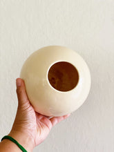 Load image into Gallery viewer, Small Off-White Beige Porcelain Ceramic Round Orb Vase - Vintage Haeger Style Vessel
