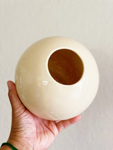 Load image into Gallery viewer, Small Off-White Beige Porcelain Ceramic Round Orb Vase - Vintage Haeger Style Vessel

