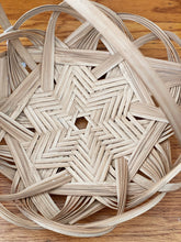 Load image into Gallery viewer, Round Woven Split Rattan Basket with star design and handle

