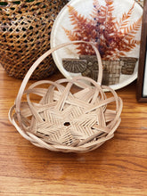 Load image into Gallery viewer, Round Woven Split Rattan Basket with star design and handle
