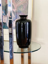 Load image into Gallery viewer, Tall Sleek Black Porcelain Vase / Vessel with Gold Trim Detail
