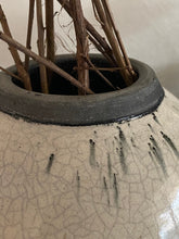 Load image into Gallery viewer, Tall Stone Gray Brush Stroke Ceramic Studio Pottery Vase / Vessel
