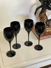 Load image into Gallery viewer, Tall Stemmed Solid Black Opaque Wine Glass Goblets - Set of 4

