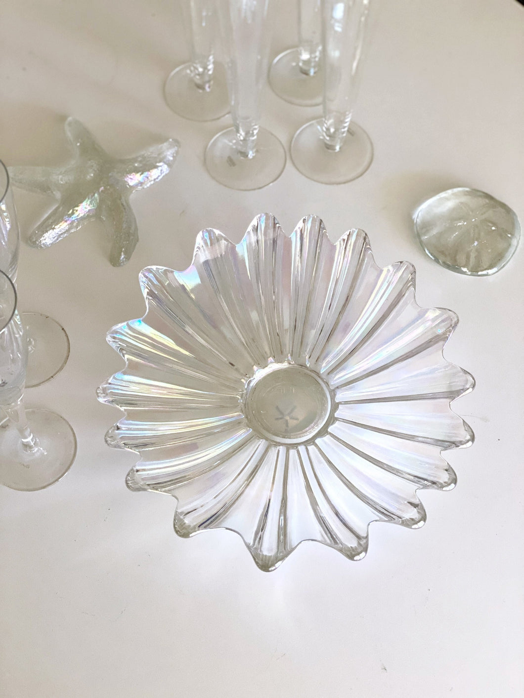 Federal Glass Iridescent Starburst Platter / Dish / Tray