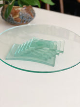 Load image into Gallery viewer, Sleek Modern Blue Green Tinted Stacked Glass Cake Stand
