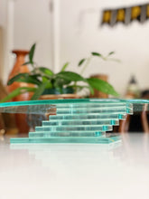 Load image into Gallery viewer, Sleek Modern Blue Green Tinted Stacked Glass Cake Stand
