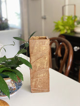 Load image into Gallery viewer, Tall Square Earth Tone Beige Tapered Ceramic Vase / Planter Pot / Vessel
