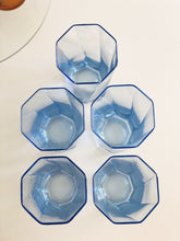 Load image into Gallery viewer, Vintage Light Blue Swirled Octagonal Tallboy Glass Cups - Set of 4
