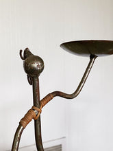 Load image into Gallery viewer, Vintage Metal Figurative Candleholder with Wicker Accent - Laurids Lønborg of Denmark
