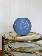 Load image into Gallery viewer, Post Modern Blue Ceramic Porcelain Vase with V Relief Design

