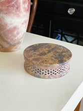 Load image into Gallery viewer, Round Mauve and Black Marbled Trinket Box with Lid
