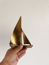 Load image into Gallery viewer, Mid Century Solid Brass Sailboat Nautical Sculpture
