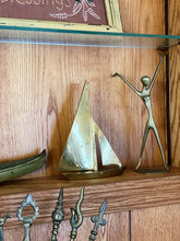 Load image into Gallery viewer, Mid Century Solid Brass Sailboat Nautical Sculpture
