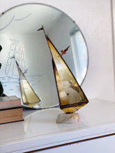 Load image into Gallery viewer, Tall Signed Jere Brass Sailboat with Alabaster Onyx Base
