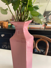 Load image into Gallery viewer, Tall Squared Mauve Purple Pink Ceramic Vase by Haeger Pottery
