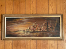 Load image into Gallery viewer, Framed WL Frazier Cityscape Painting, 1969, 53&quot; x 23&quot;

