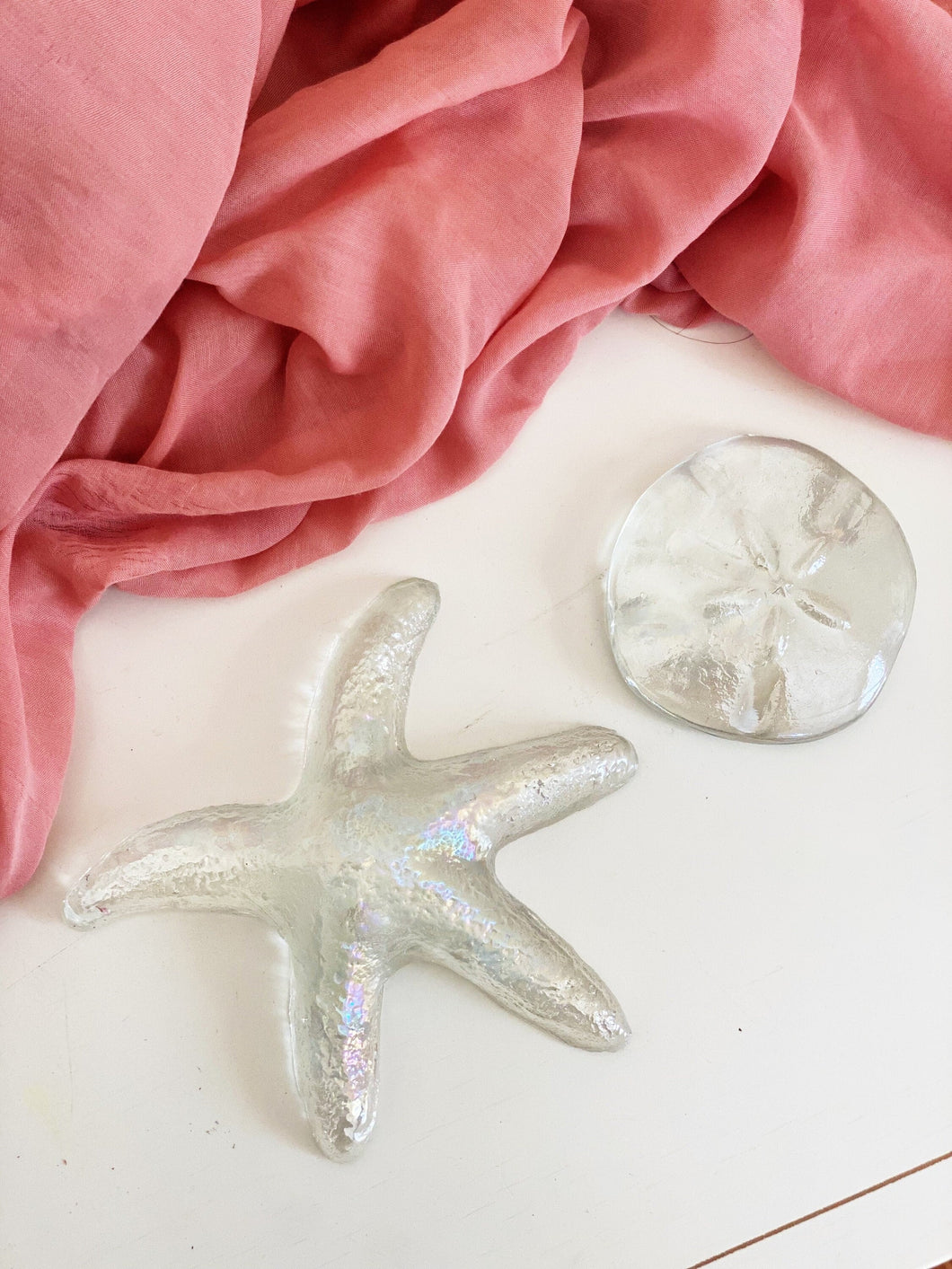 Iridescent Glass Marine Figurines - Starfish or Sand Dollar