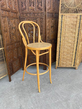 Load image into Gallery viewer, Mid Century Bentwood Wicker Cane Barstool Chair
