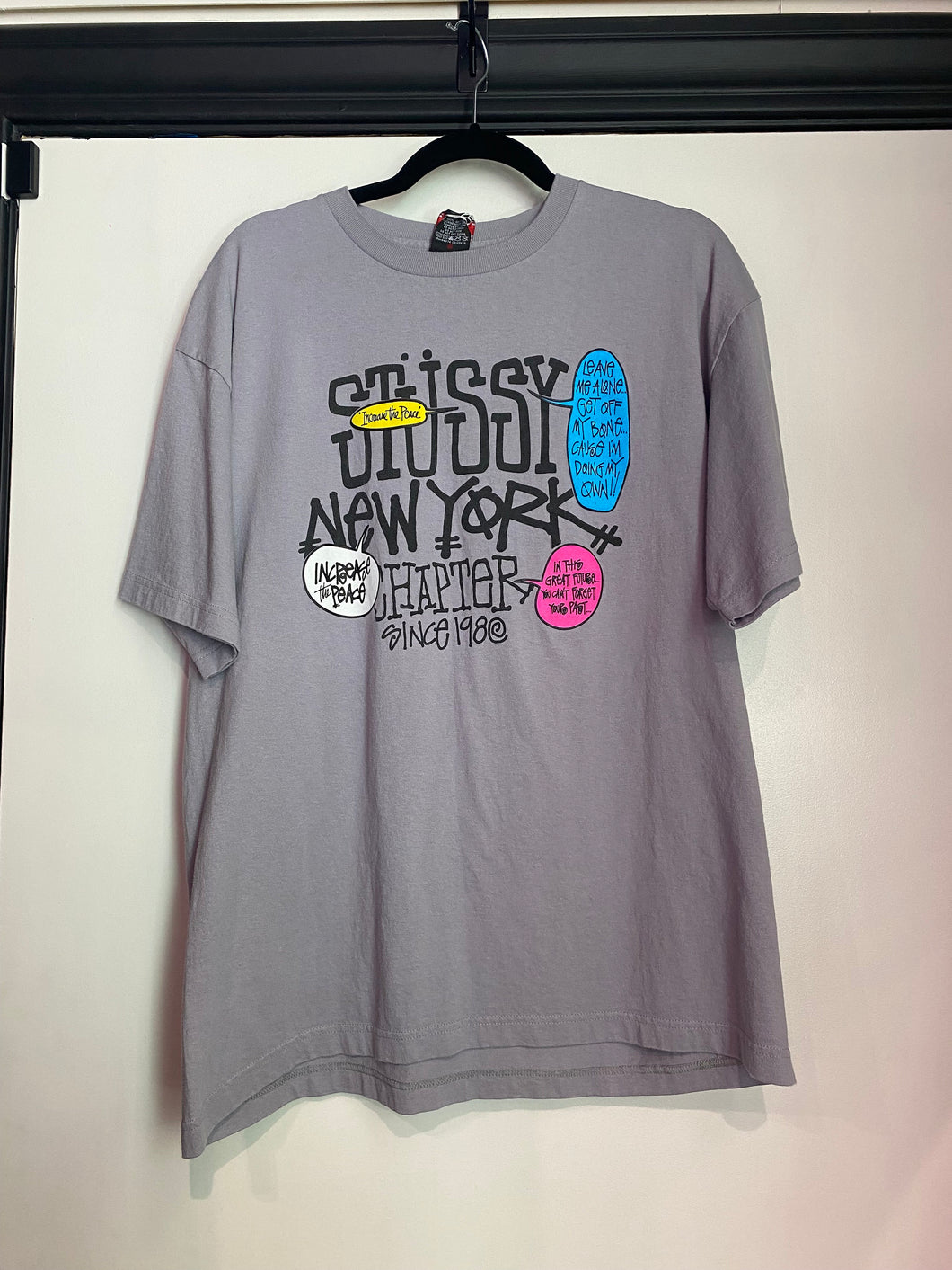 Vintage Gray Stüssy New York T-Shirt / 80s 90s 2000s Graphic Tee