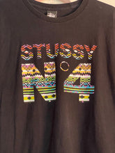 Load image into Gallery viewer, Vintage Stüssy N 4 Black XL T-Shirt / 80s 90s 2000s Graphic Tee
