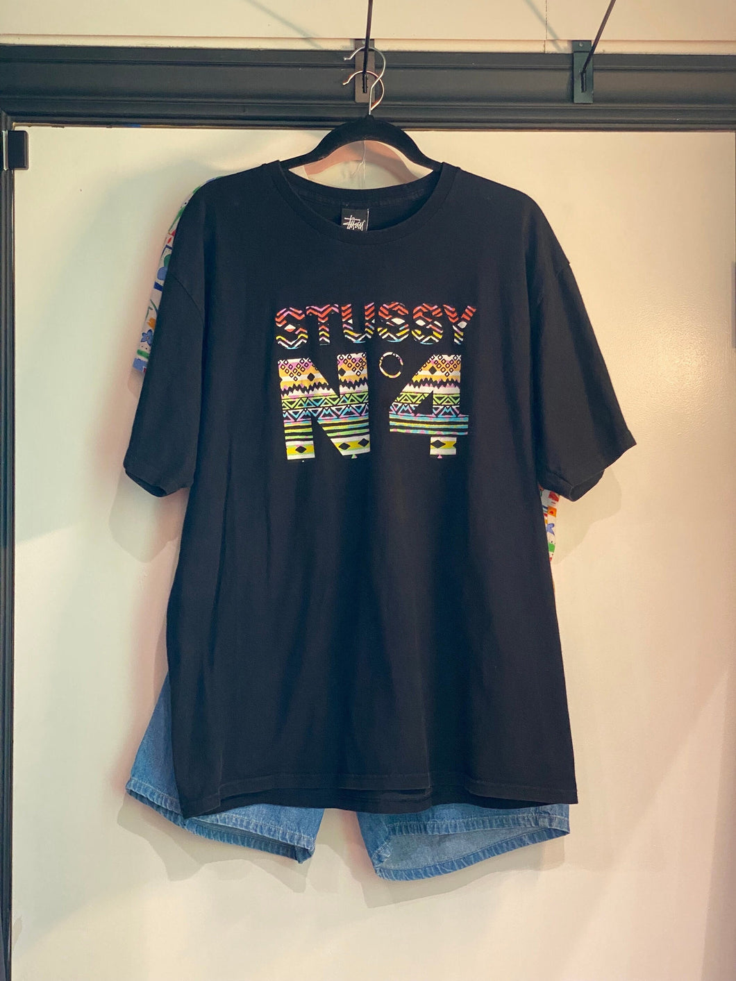 Vintage Stüssy N 4 Black XL T-Shirt / 80s 90s 2000s Graphic Tee