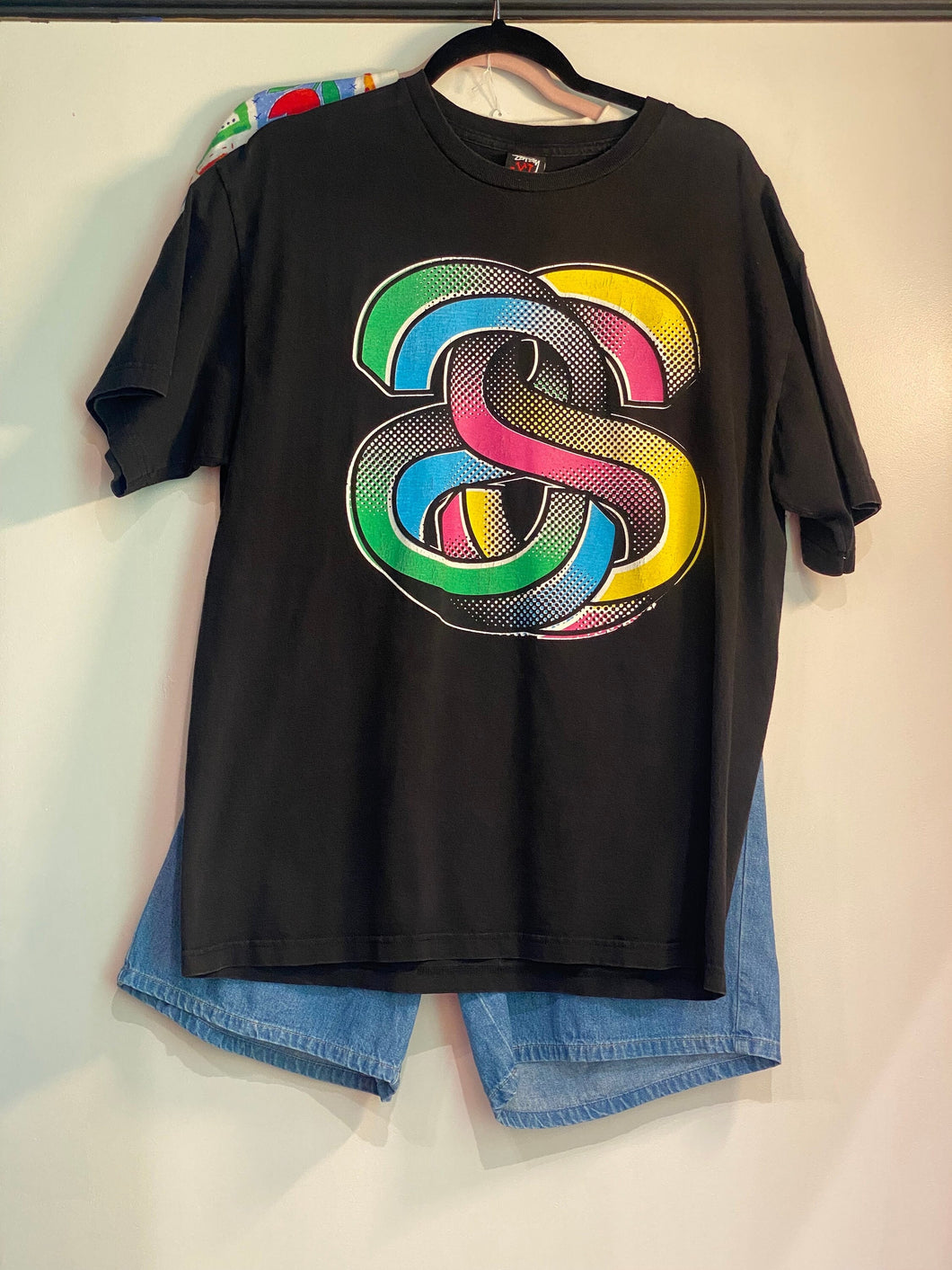 Vintage Stüssy Double S Infinite Flava Graphic Black T-Shirt / 80s 90s 2000s Graphic Tee
