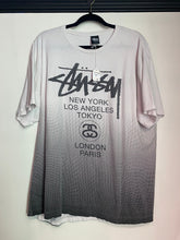 Load image into Gallery viewer, Gradient White and Black Vintage Stüssy Worldwide XL T-Shirt / 80s 90s 2000s Graphic Tee
