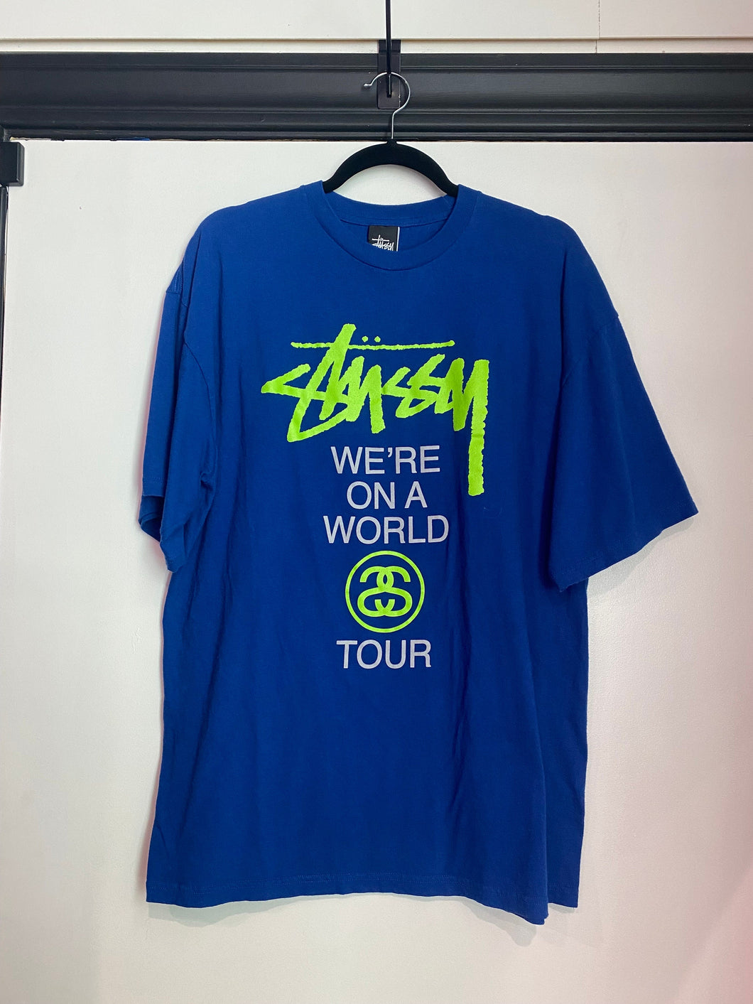 Vintage Stüssy Blue Neon T-Shirt / 80s 90s 2000s Graphic Tee XL
