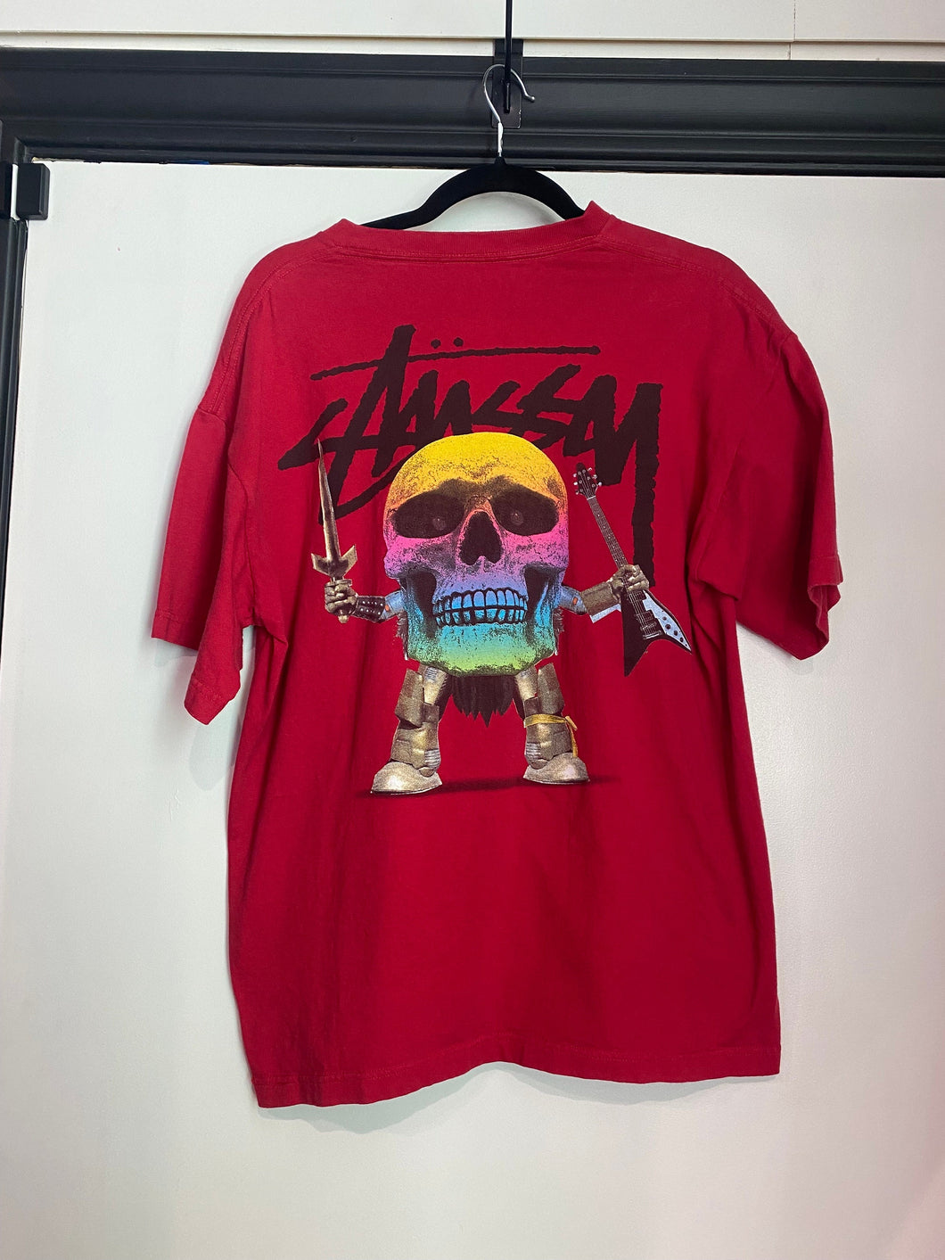 Vintage Stüssy Red Skull Daggers T-Shirt / 80s 90s 2000s Graphic Tee Large